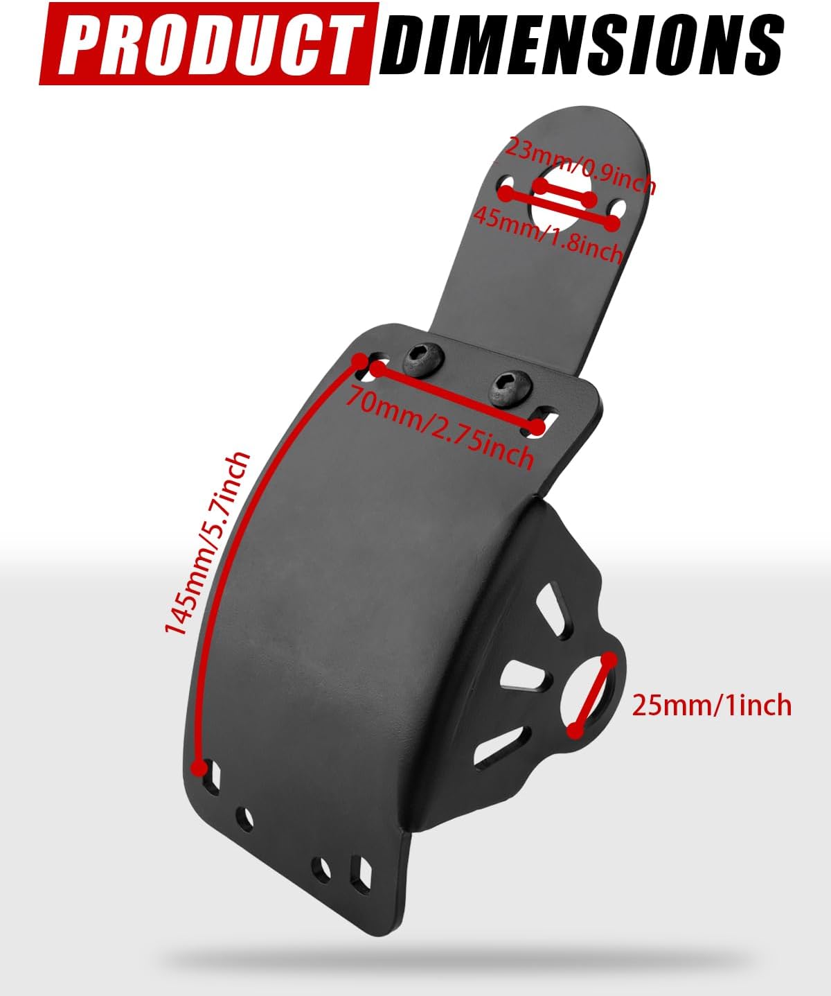 Motorcycle Rear License Plate Tag Mount Bracket Side Support Holder Curved Universal Fit for 3/4inch Axle Hole Bobber Chopper Cruiser Cafe Racer Motorbikes (Large Curved, 1'' Alxe Hole)