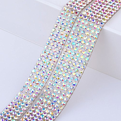 NASTRO DI CRISTALLO STRASS TERMOADESIVO HOTFIX 1 METRO / 100 CM THERMOCOLLANT TRASPARENTE TERMOADESIVO MESH TRIM STRISCIA TERMO