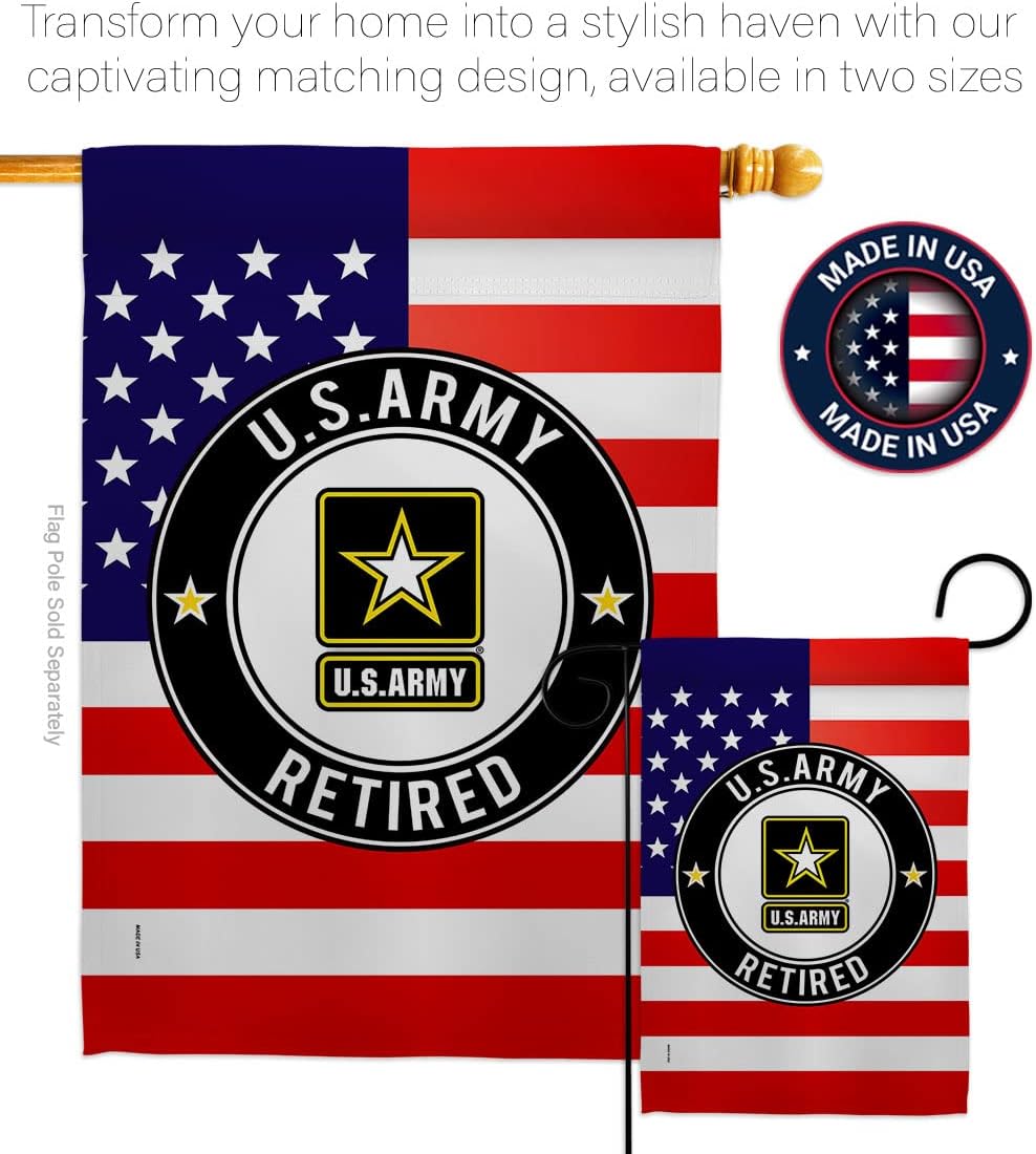 United State Army Retired Garden Flag - Armed Forces Rangers American Military Veteran Retire - House Decoration Banner Small Yard Gift Double-Sided Made In USA 13 X 18.5