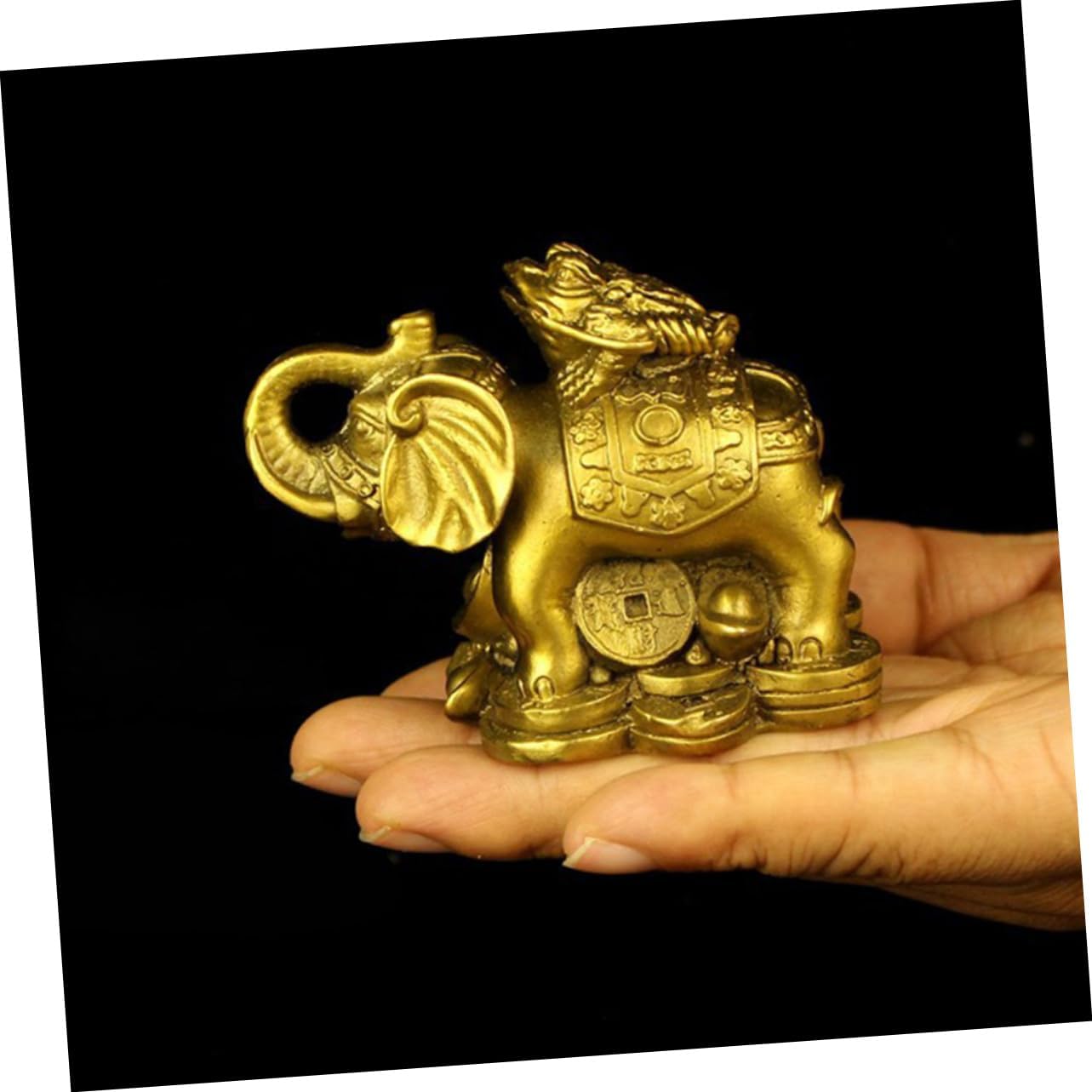Brass Elephant Figurine Decorative Animal Ornament for Home and Office Decor Miniature Elephant Statue for Tabletop Unique Desk Sculpture Figurines for and