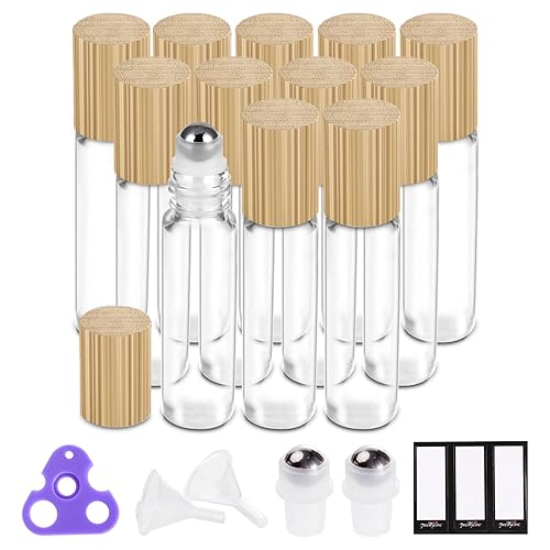 Miniatura 7 de PrettyCare Paquete de 12 botellas de rodillo de aceite esencial de 0.3 fl oz con bola de rodillo de acero inoxidable – Botellas de vidrio rosa