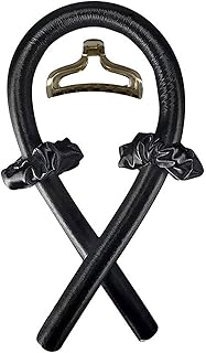Curlers de cabelo sem calor, modelador de cachos de cabelo, modelador de cabelo sem calor, fita macia, reutilizável, para modelar o cabelo com clipe de garra de cabelo, 4 peças (preto)