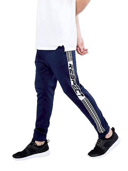 Men's Slim Fit Cotton Joggers (MEN-SS19-JOGGER-NAVY-RESPECT-S_Dark Blue_S)
