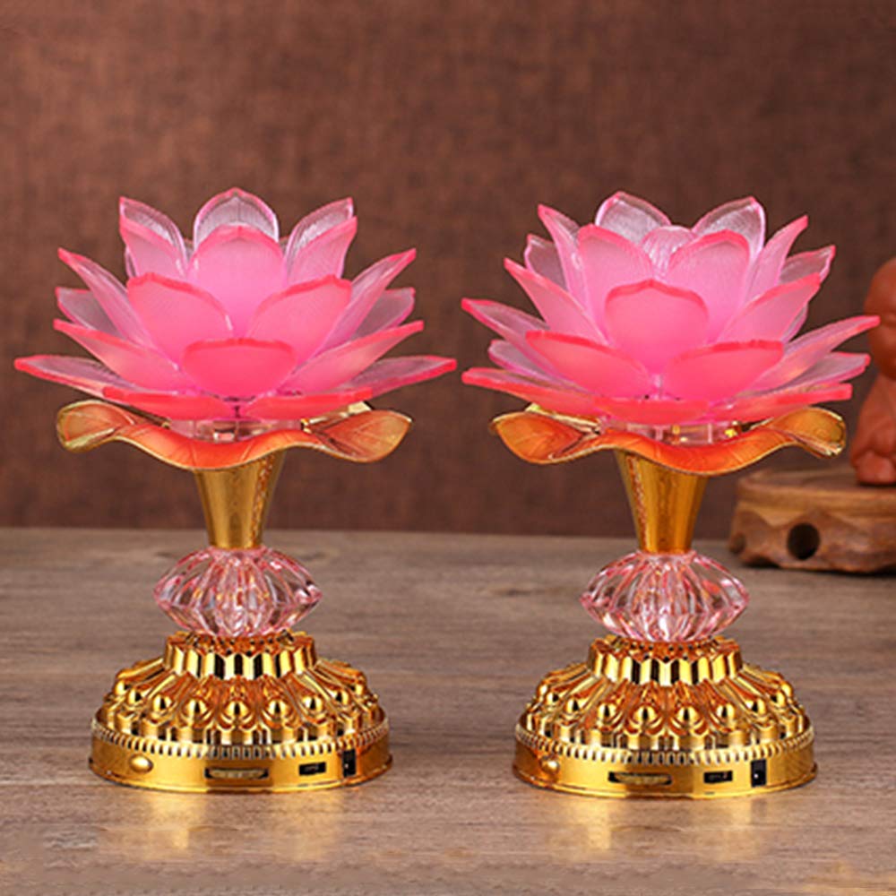 Amazon｜RAYWILL 蓮花 仏花 蓮の花 仏具 ロータス 蓮 造花 LED 7色変化