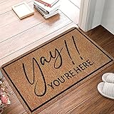 Door Mat 32 X 20 Inch Yay You're Here Indoor Outdoor Entrance Doormat Non Slip Welcome Funny Kitchen