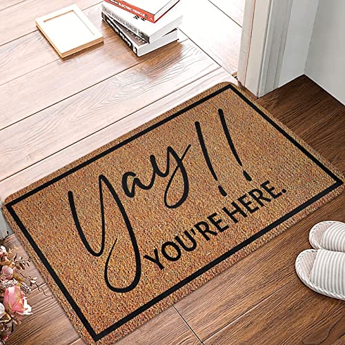 Door Mat 32 X 20 Inch Yay You're Here Indoor Outdoor Entrance Doormat Non Slip Welcome Funny Kitchen Bedroom #TOP12