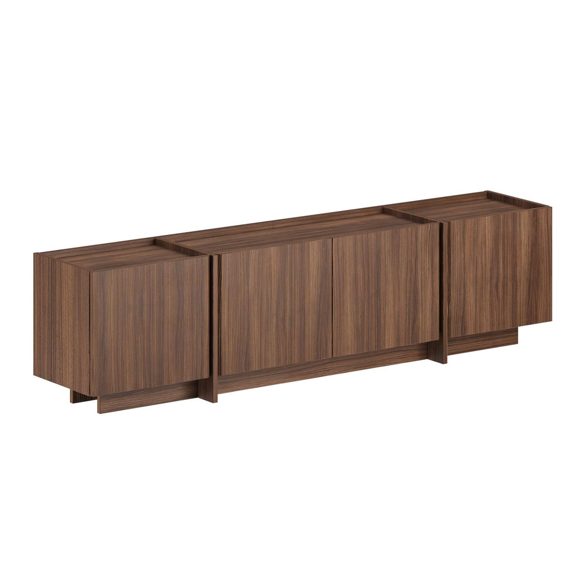 Modernes TV-Möbel, Milano Walnut, 180 cm x 46 cm x 35 cm | 100% melaminbeschichtete Spanplatte, 18 mm dick | Soft-Close-Scharniere, stilvoll & funktional für Wohnzimmer & Unterhaltungsbereiche