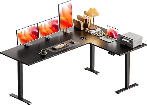 Casaottima 63 Inch L Shaped Electric Standing Desk, Home Office, Black