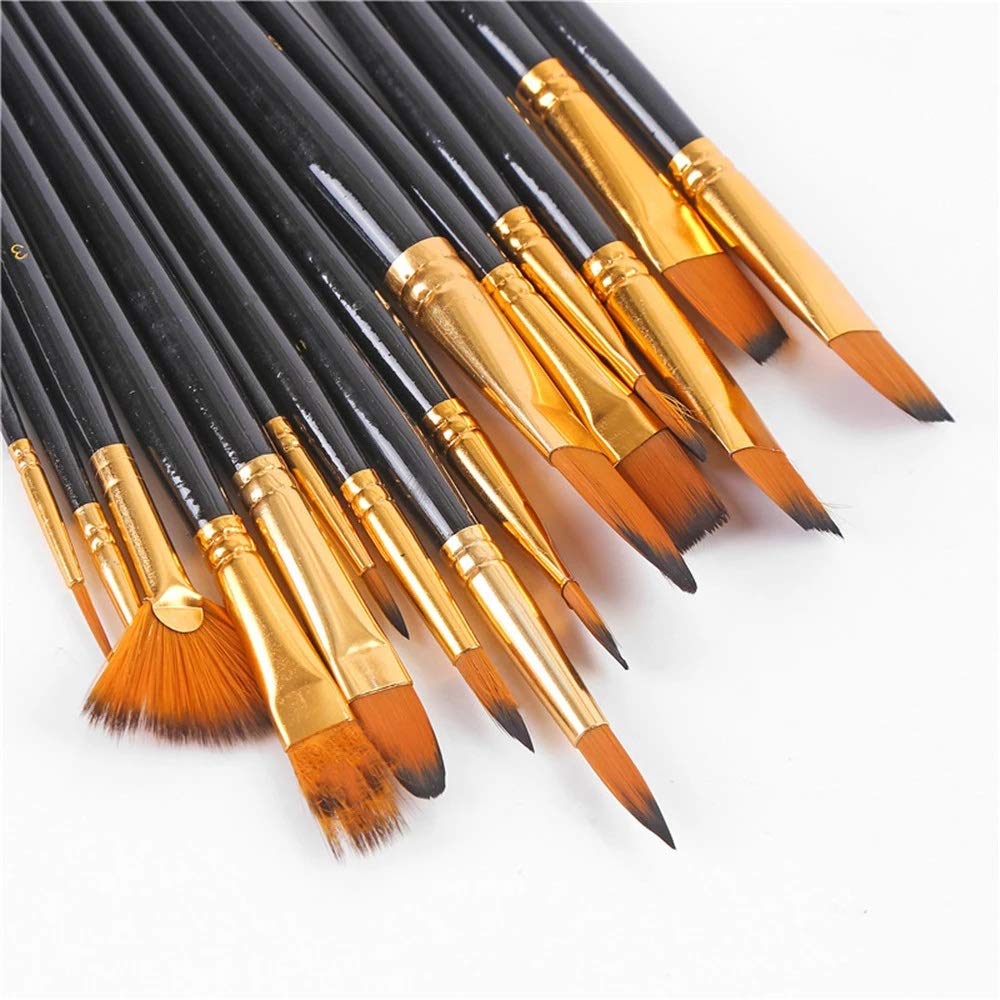 Paintbrush,15 Pcs Farbe Pinsel Set Öl Watercolor Gouache Painting Pop-Up Carrying Fall Palette Messer und Schwamm Art Lieferanten Schreibtisch