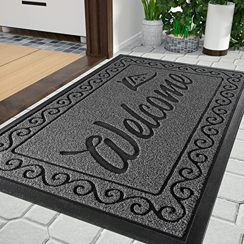 Yimobra welcome door mat, Heavy Duty Sturdy Front Mats for Home Entrance Outdoor Indoor,Non Slip Backing