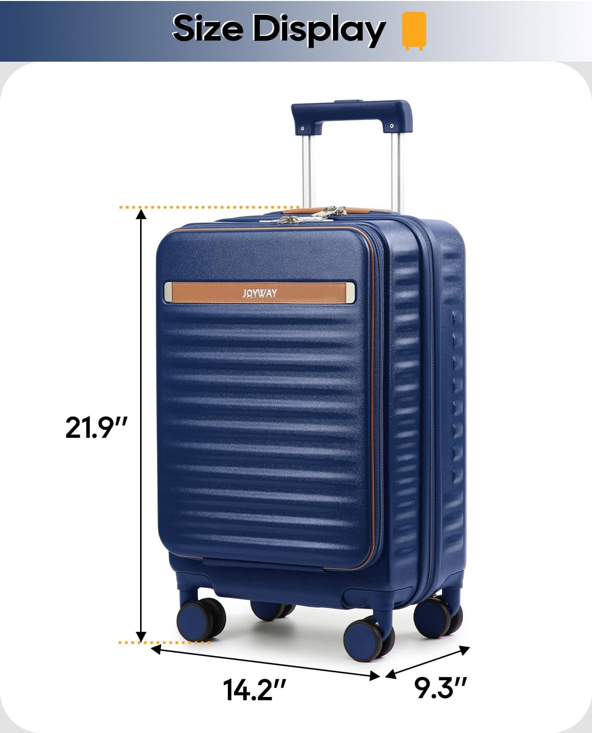 Joyway Carry on Luggage Airline Approved with Front Compartment and Cup Holder, 20 Inch Hard Shell Carry-on Suitcase with Spinner Wheels and TSA Lock for Women Men - Image 7