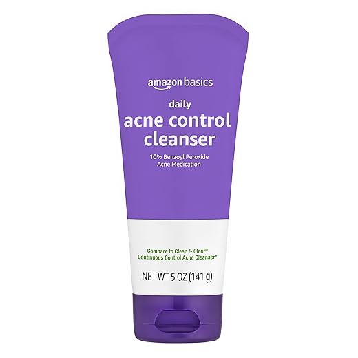 Amazon Basics Daily Acne Control Cleanser, Maximum Strength 10% Benzoyl Peroxide Acne Medication, 5 Fluid Ounces, Pack of 1