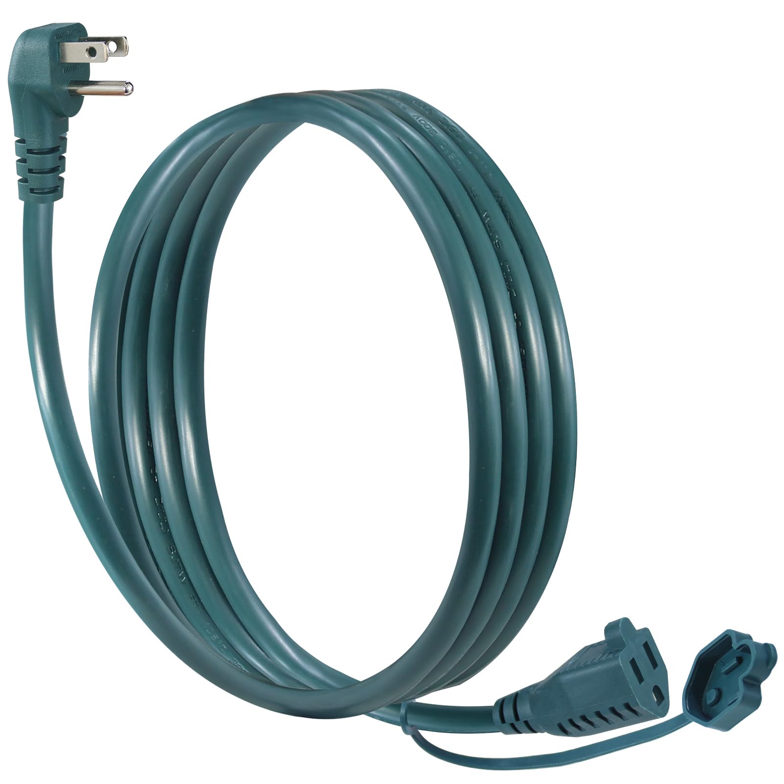 6FT Green Outdoor Extension Cord for Christmas Light - 16AWG Cold Weather Outdoor Extension Cord, SJTW Extension Cable with 90 Degree Flat Plug, External Waterproof Extension Cord for Outdoor Light
