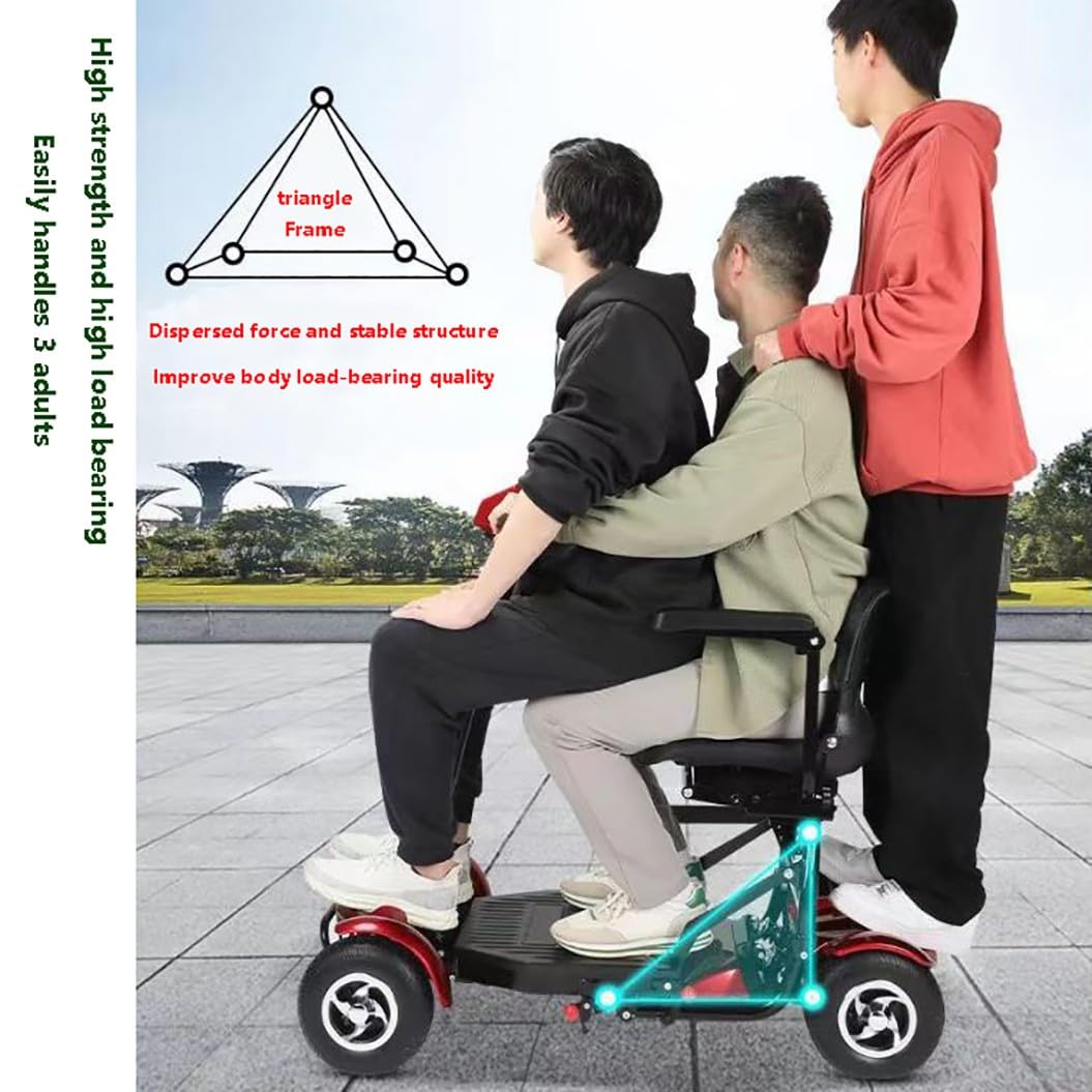 Silla De Movilidad De 4 Ruedas,Sillas De Ruedas,Scooters De Movilidad,Scooters De Movilidad Para Adultos,Scooter De Movilidad Plegable,Silla De Ruedas Eléctrica,Carga 150 Kg/330 Lb red,10a