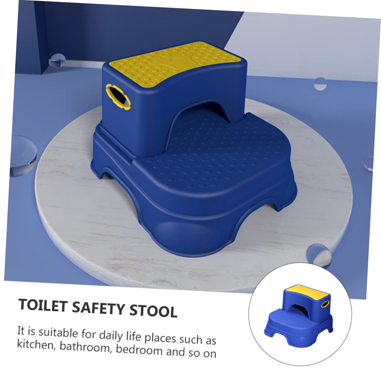 BESTonZON Taburete de Escalón Infantil de Doble Taburete Pies de Baño Antideslizante Herramienta de Seguridad Baño Color Amarillo y Azul