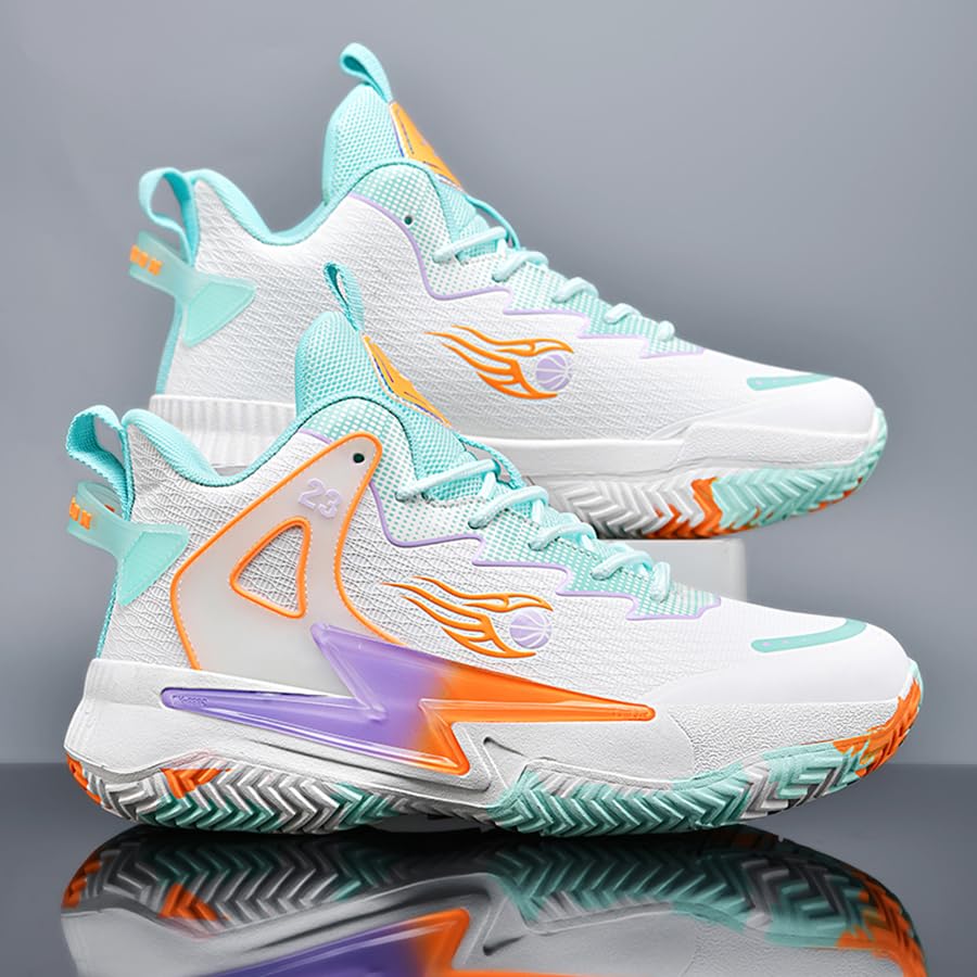 Image of Basketball Shoes for Womens Mens Fashion Comfortable Volleyball Sneakers Breathable High Top Non Slip Outdoor Sport Woman Man Shoe