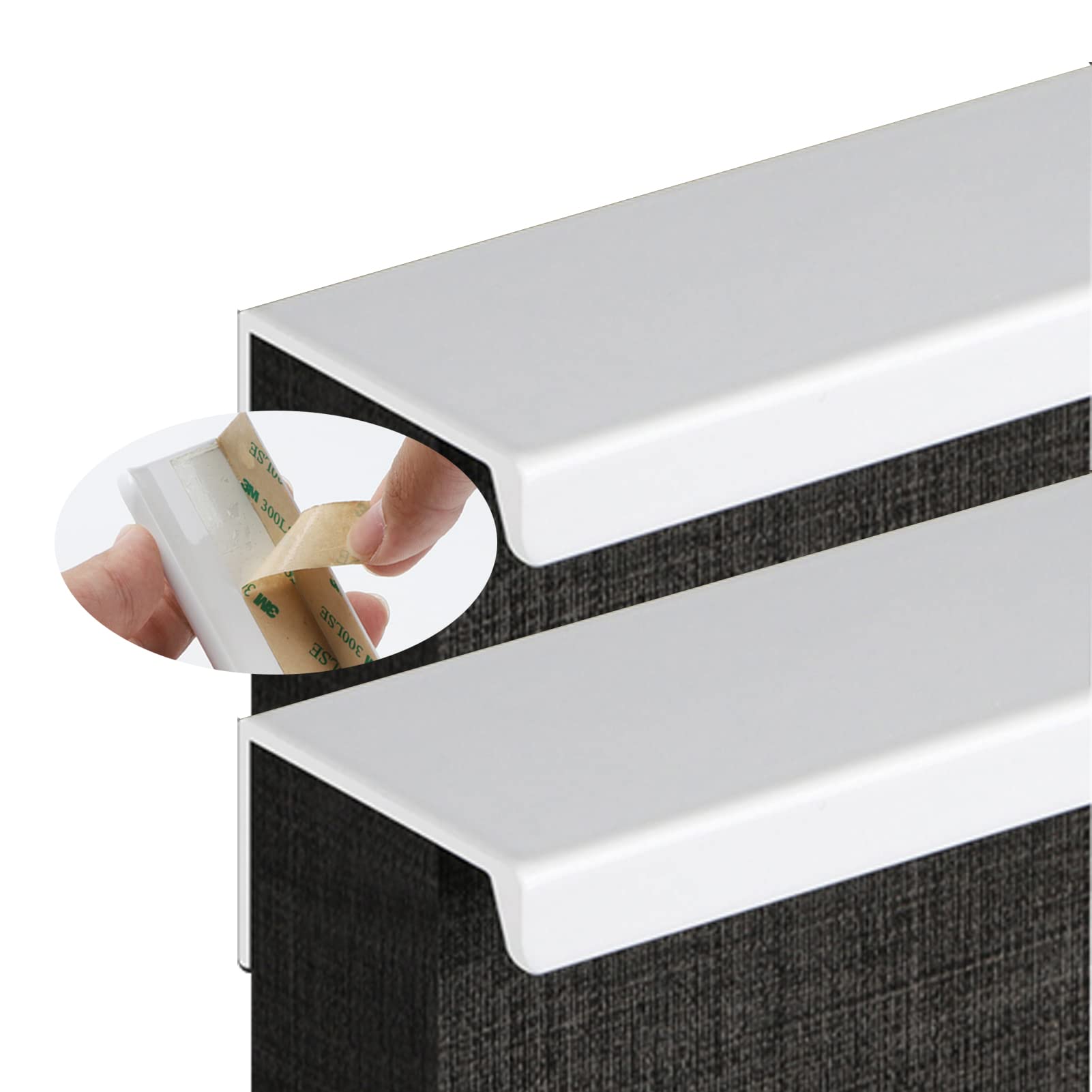 Tiradores de dedo en aleación de aluminio blanco para armarios y cocinas, 800mm, pack de 2