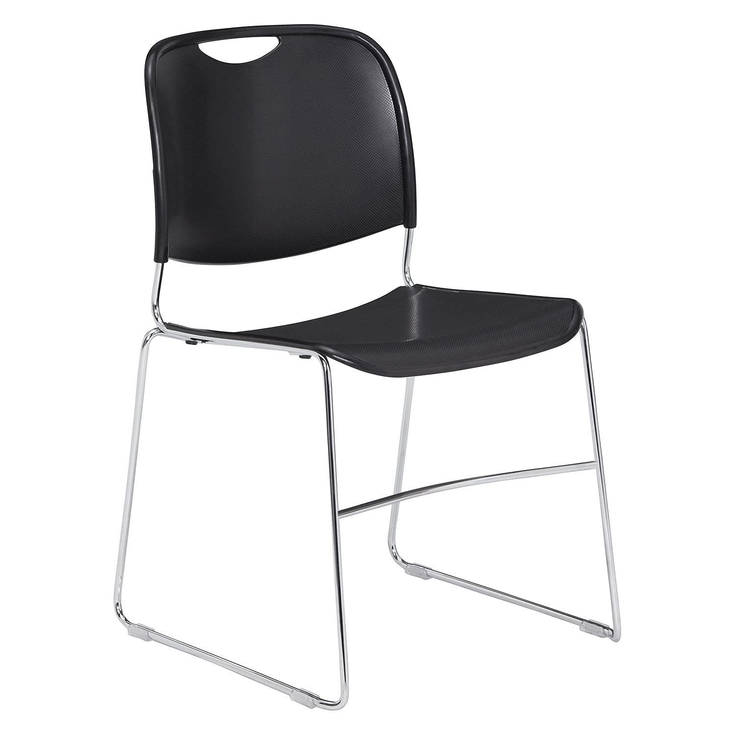 Global Industrial Plastic Stack Chair, Black, 4/Pack, Lot of 4
