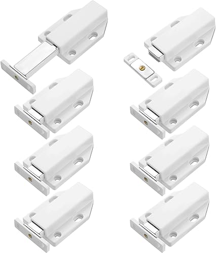 Miniatura 1 de Zonon Paquete de 8 pestillos magnéticos de empuje resistentes para abrir gabinetes, imanes de liberación de empuje, pestillo táctil para puertas