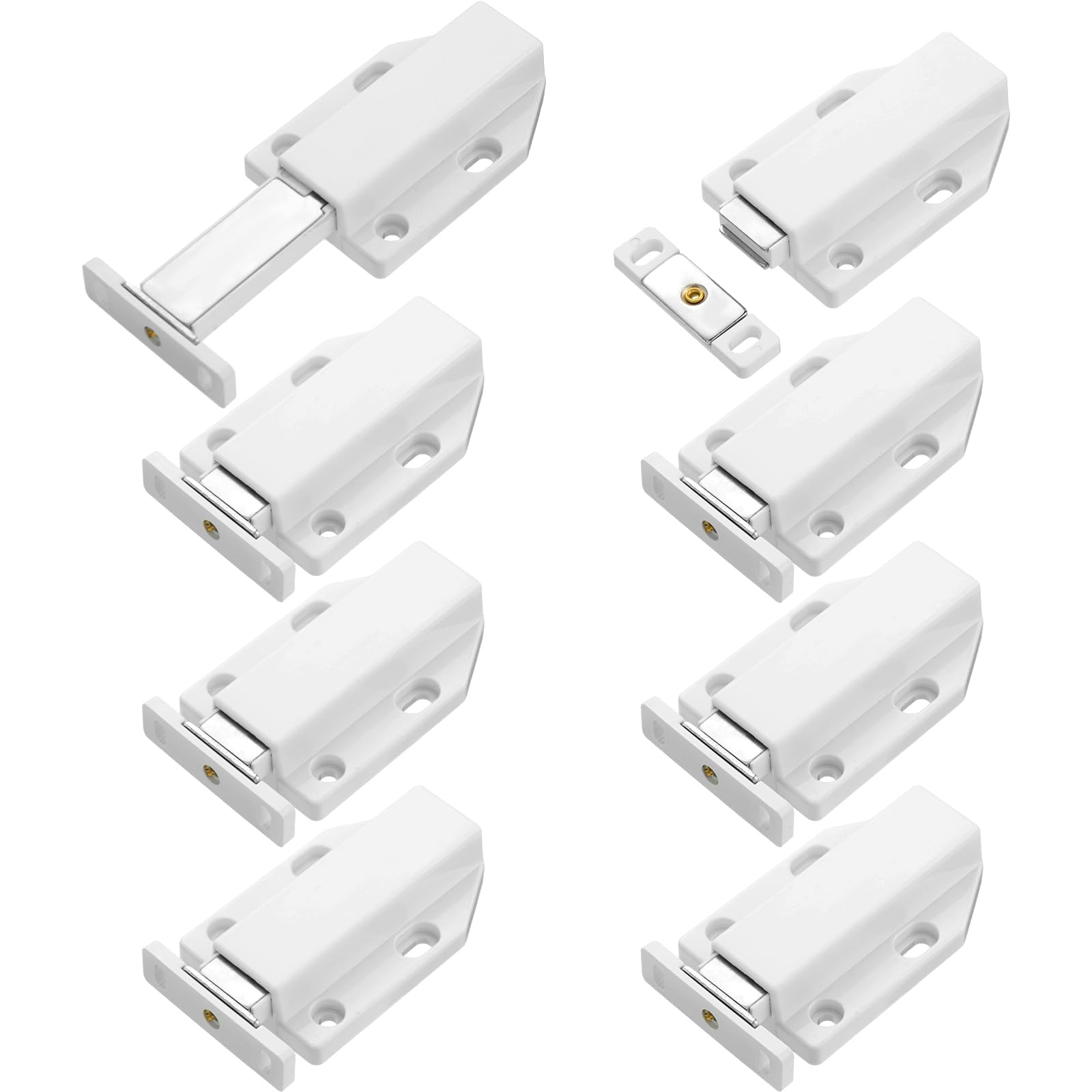 Zonon 8 Pack Magnetic Push Latch Heavy Duty Push to Open Cabinet Hardware Release Touch Latch and Catch Press Out Magnet for Large Door Cabinet