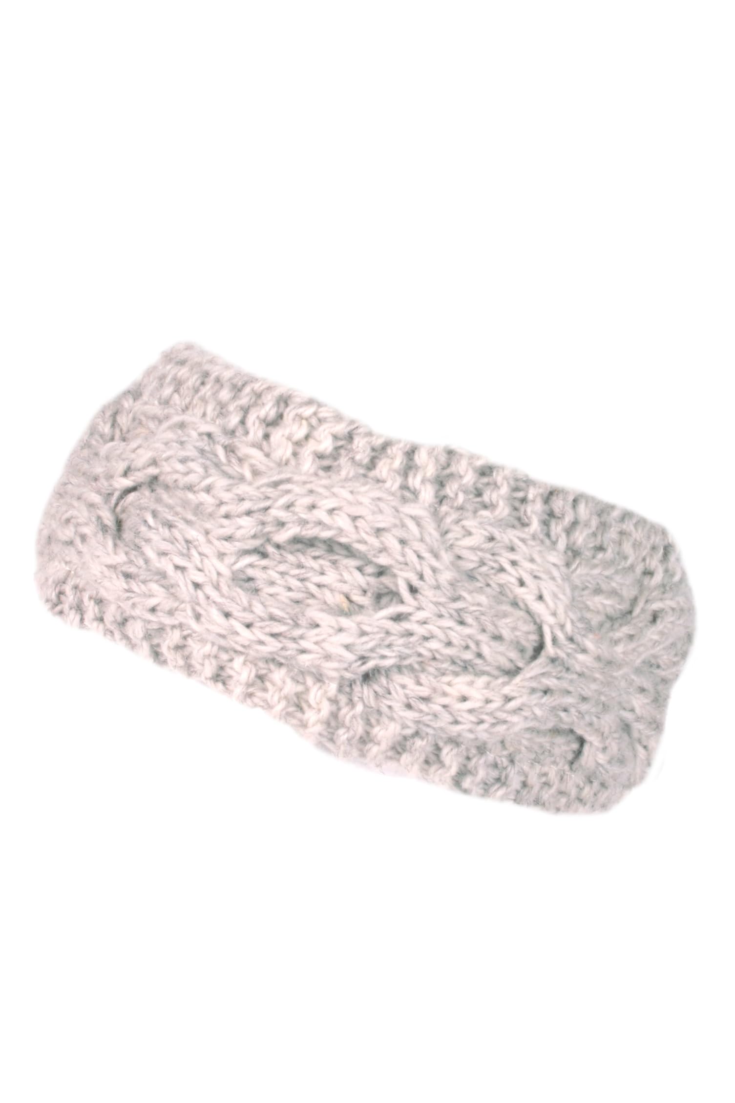 Pachamama Women Wool Ear Warmer Headband Fleece Lined Handknitted Cable Knit One-Size Handmade Fair Trade (Oatmeal)