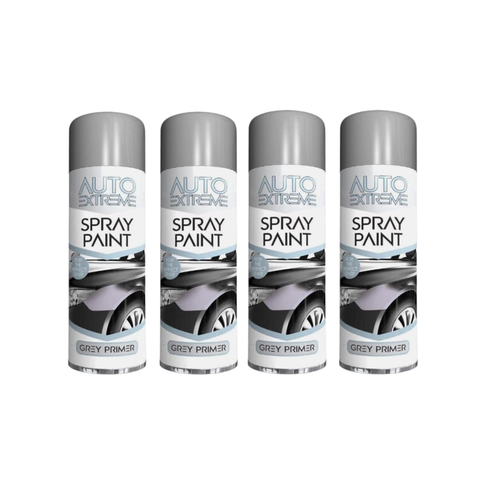 MSQUARE Grey Primer Spray Paint, Long-Lasting Finish, Fast-Drying, Matt-Finish, Non Cracking, Easy Application, Suitable For Use On Metal, Wood, Plastic, Glass, 250ML (4 Pcs)