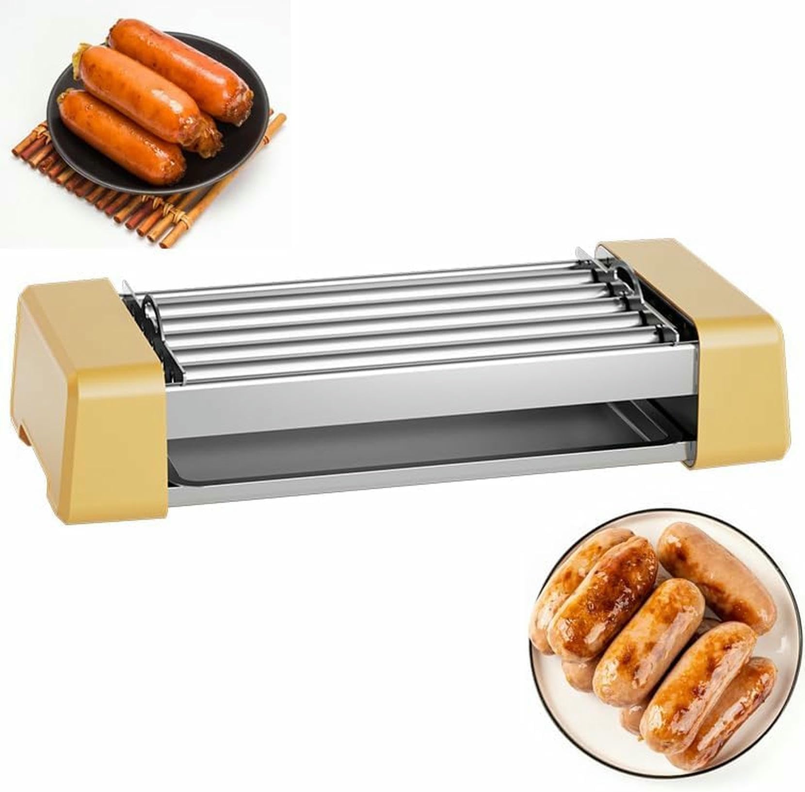 Máquina para Asar Perritos Calientes, Máquina De Cocción con Rodillos De Acero Inoxidable, para Cocinas De Restaurantes Y para Preparar Salchichas para El Desayuno.,5rods