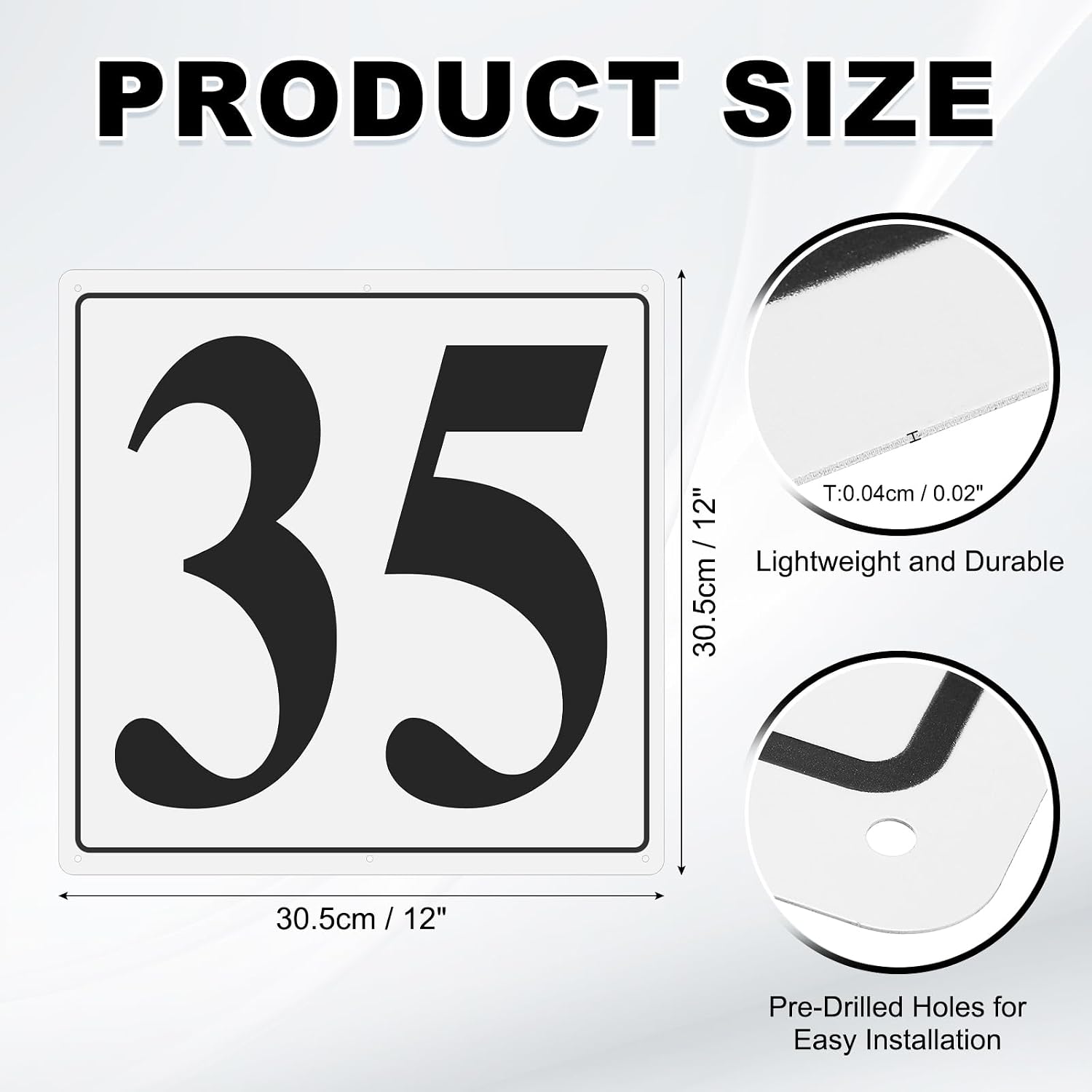 PATIKIL Large Metal Number Sign, 12"x12" Aluminum Number 35 Sign Plate Area Marker Parking Weather-Resistant Signs for Indoor Outdoor Use