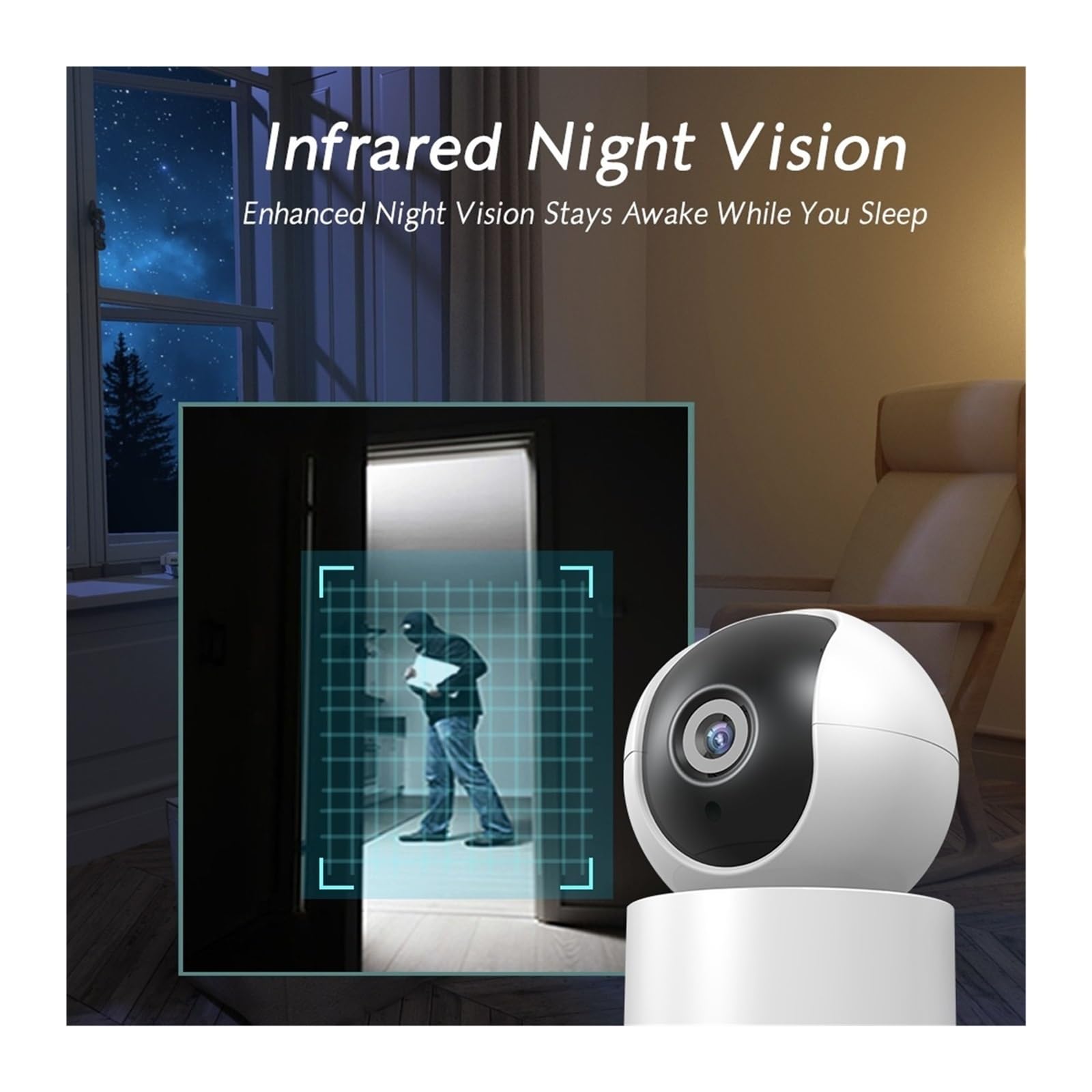 Sistema di Allarme di Sicurezza Domestica, Smart Alarm 1080P Telecamera Domestica di Sorveglianza Sicurezza IP Wireless con Controllo for Il Allarme Domestico(1080P ADD 64G Card)
