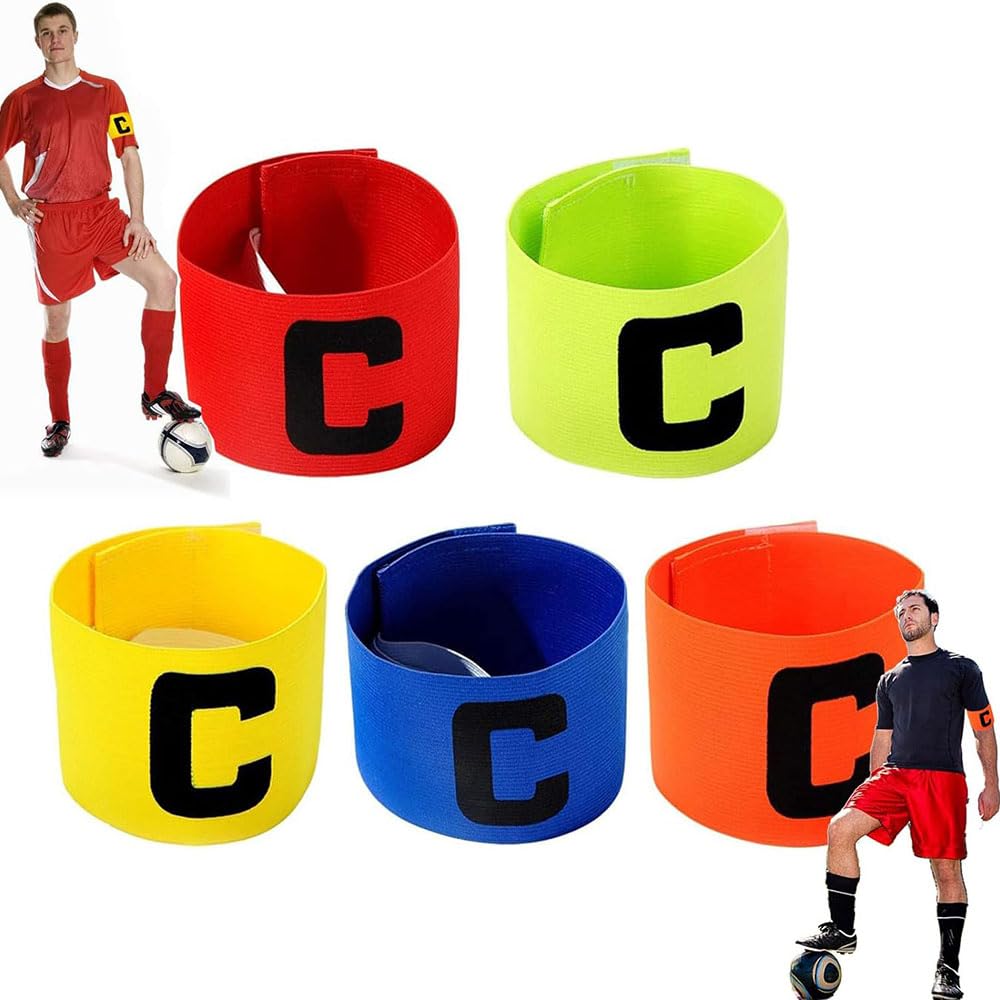 Joyzzz Soccer Captain Armbands, 5 PCS Football Soccer Captain Armband, Versatile Football Captain Armband with Adjustable, Soccer Armbands for Adult Junior Multiple Sports Hockey Netball