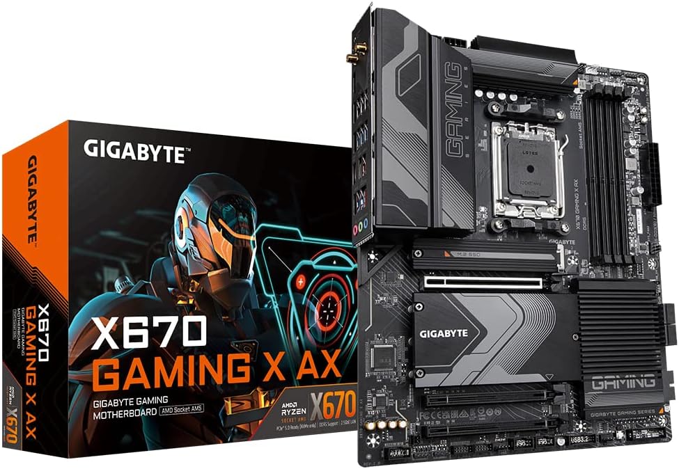 Gigabyte X670 GAMING X AX Motherboard – Supports AMD Ryzen 8000 Series AM5 CPUs, 16*+2+2 Phases Digital VRM, up to 8000MHz DDR5 (OC), 1xPCIe 5.0 + 4xPCIe 4.0 M.2, Wi-Fi 6E, 2.5GbE LAN, USB 3.2 Gen2