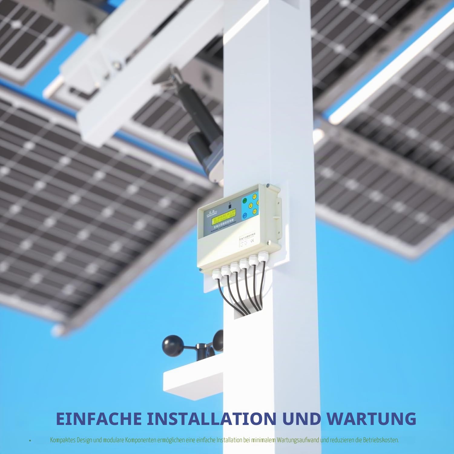 Dual-Axis Solar Tracker Controller Kit - Auto Sun Tracking mit LCD, Windsensor & Fernbedienung - Boost Solar Panel Effizienz für Off-Grid, RV, Farm & DIY Systeme