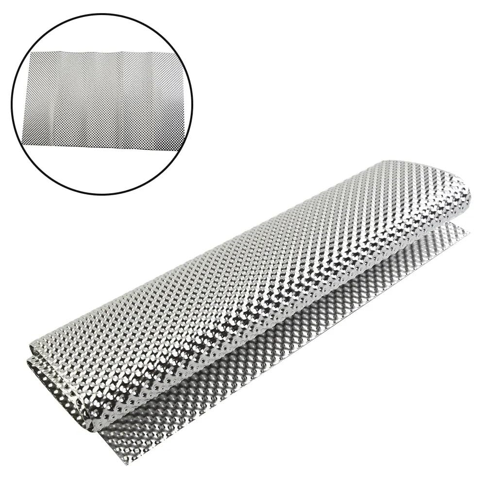 Protezione Termica In Alluminio Goffrato 300 x 500 mm, scudo termico in alluminio goffrato, piastra parafiamma, serbatoio carburante, collettore turbo argento, scarichi for motociclette