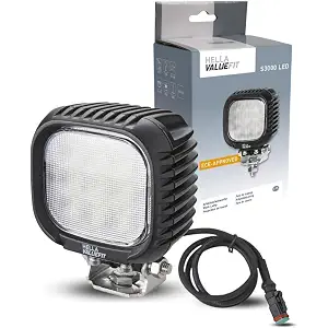HELLA VALUEFIT 1GA 357 109-002 LED-Faro de trabajo - S3000 - 12/24/48V - 3000lm - atornillado/montaje exterior - Abrazadera de montaje giratoria - Iluminación campo cercano - Cable: 800mm - DEUTSCH