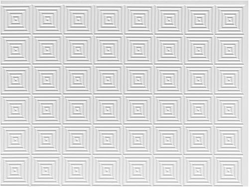 Retro-Art - Paneles de pared 3D para cocina, paquete de 6, rombos geométricos geométricos en blanco pintable, PVC, 24.5 x 18.5, cubierta de 18.89