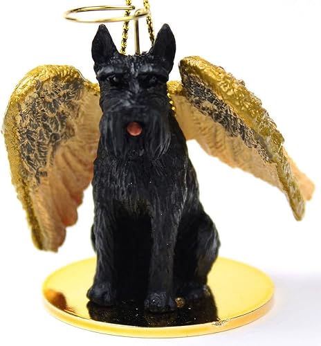 Adorno de perro de ángel Schnauzer gigante - Negro