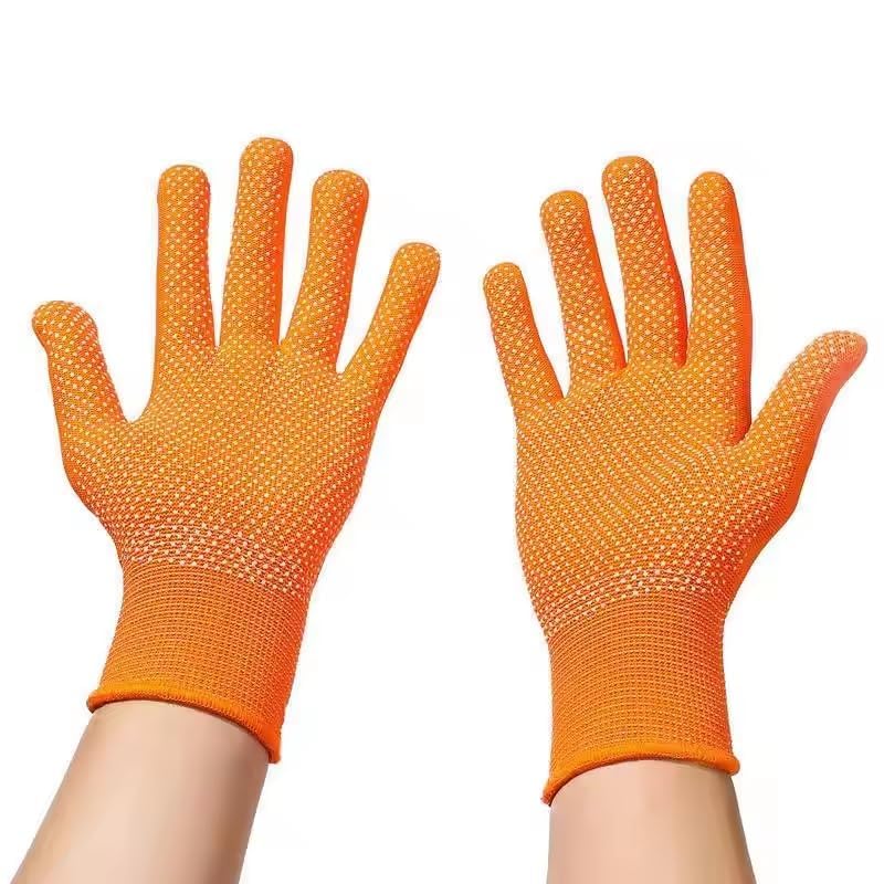 Image of Heega PVC Dotted Cricket Tennis and Batting Gloves for Men with Flexible and Secure Elastic Wrist | Extra Grip, Breathable Cotton Tennis Batting Gloves for Cricket (Orange, 2 Pair)