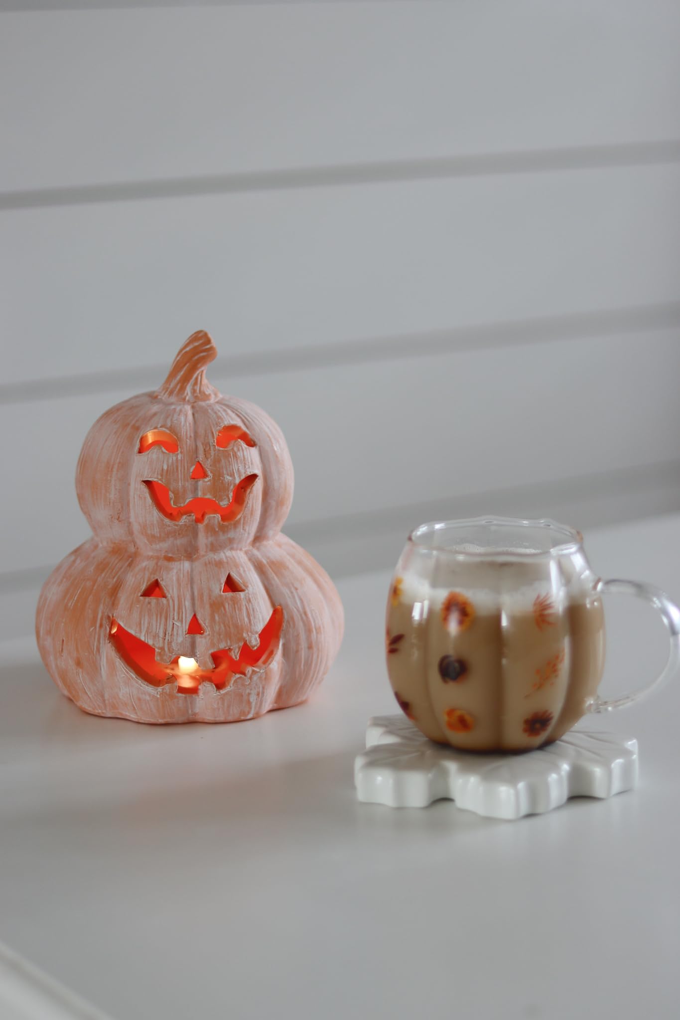 Stacked LED Terracotta Pumpkins