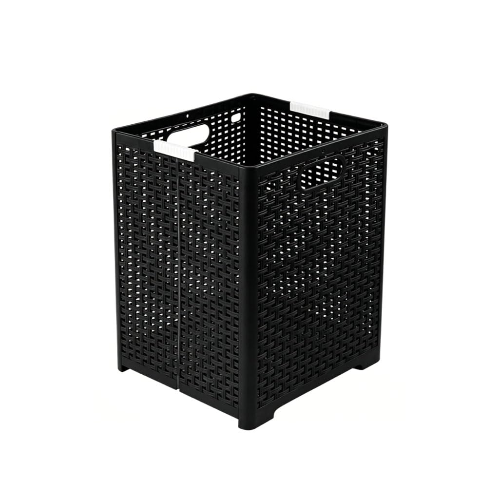 HRGKLMN Laundry Basket Foldable Clothes Basket Breathable, Washing Basket with Carrying Handles, Stackable Laundry Hamper for Clothes, Toys, Household Items in 3 Color Variants,Black