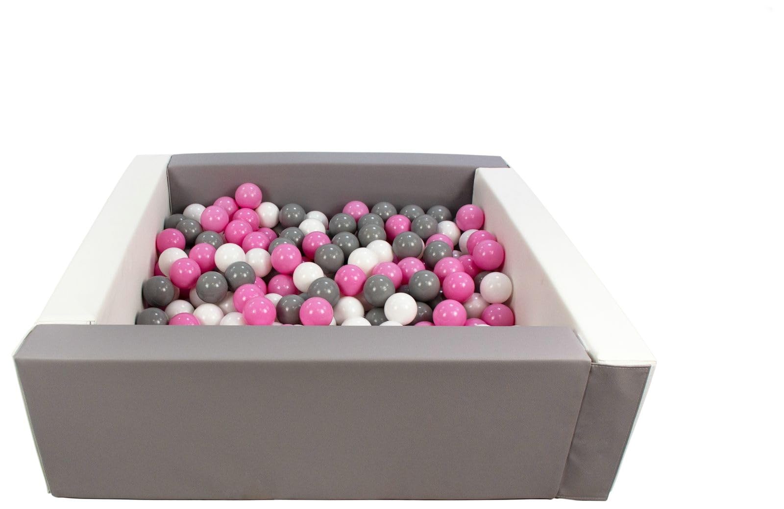 Velinda Swimming Pool with 300 Coloured Squares Imitation Leather 5 Elements Child Play (Colour Pool/Balls: White, Grey/White, Light Pink, Grey)