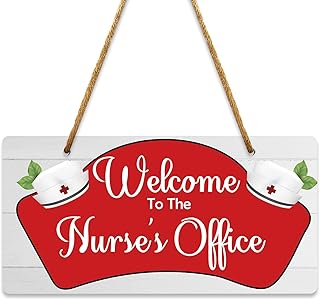 Nurse Signs for Office Door Decor Welcome to Nurse's Office Sign Decorative Hanging Plaque for Wall Pediatric Clinic Decor for Door Hospital Decoration Ornaments 10x5 Inches PVC Hanging Plaque