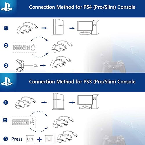 Vista 6 de Adaptador de teclado y ratón con conector de audio de 0.138in compatible con Nintendo Switch, Xbox One, PS4, PS3. Perfecto para juegos como FPS
