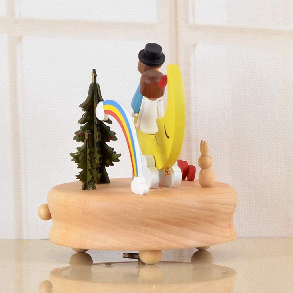 Caja de música de Madera, Regalo de cumpleaños del día de Navidad, Caja Musical de Madera de Cuerda sólida, Adornos artesanales giratorios