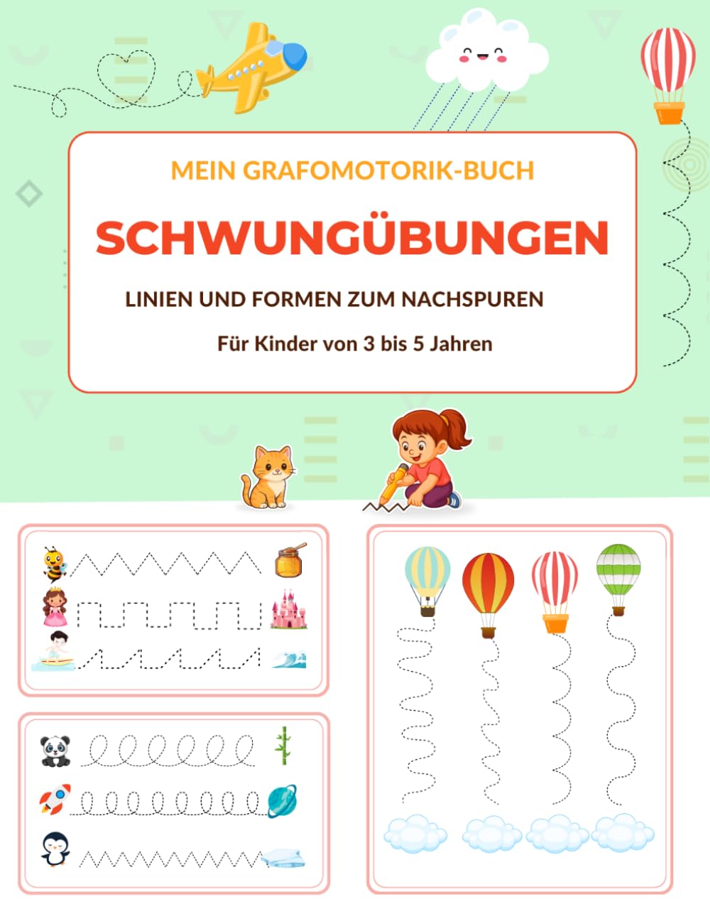 Mein Grafomotorik-Buch: Schwungübungen: Linien & Formen zum Nachspuren für Kinder 3-5 Jahre. Bunte Übungen für die Feinmotorik