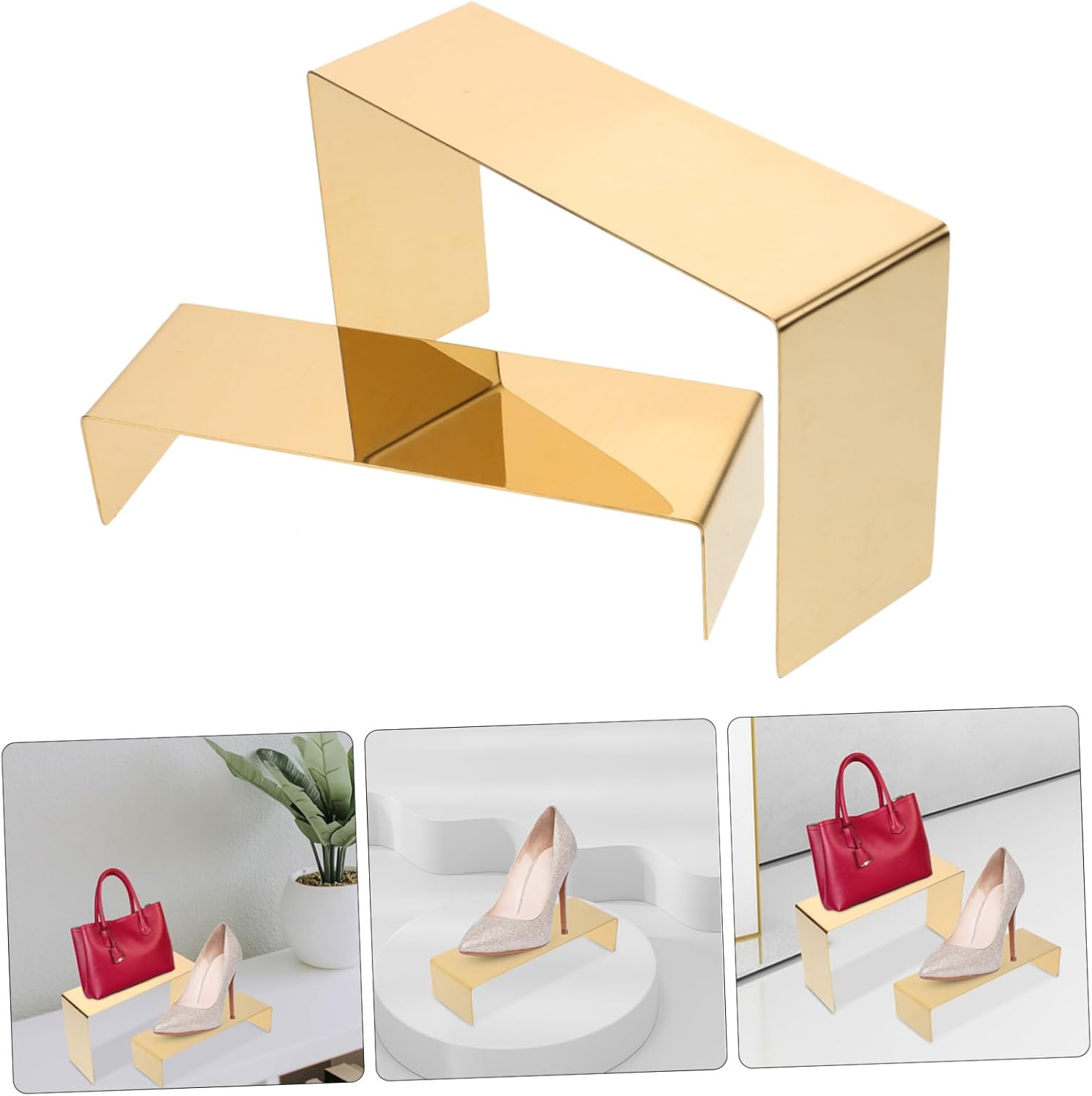 Luxshiny 2pcs Metal Shoe Display Stand for Sandals and Handbags Shoe Rack for Store Versatile Holder for Casual Sports and High Heel