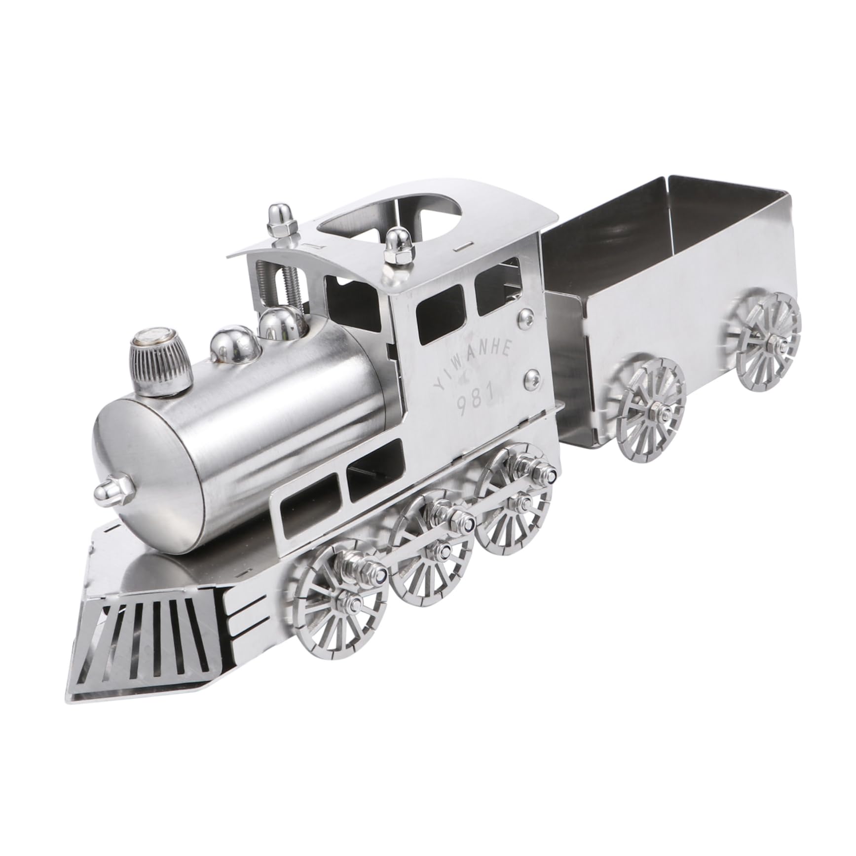 Locomotiva a Vapore retrò da Tavolo in Acciaio Inox, Decorazione Domestica Compatta Resistente all’Usura, Riproduzione Espositiva per Arredamento Casa e Ufficio