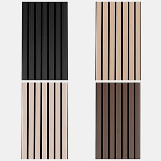 4 Pcs 7.1" x 4.7" Wood Panels for Wall Color Samples Pack, Soundproof Wood Slat Wall Paneling, Stylish Decor Acoustic Wall Panels for Wall and Ceiling, Odor-Free & Easy to Install