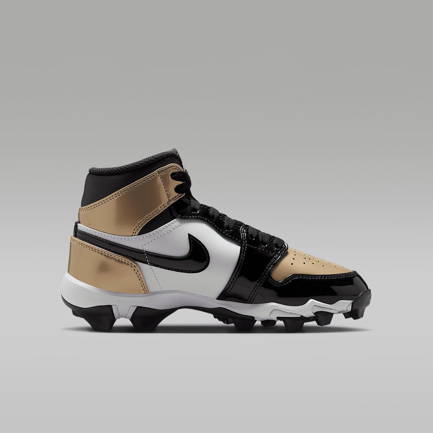 Jordan 1 Mid Little/Big Kids' Cleats (HF6883-701, Metallic Gold/White/Black)