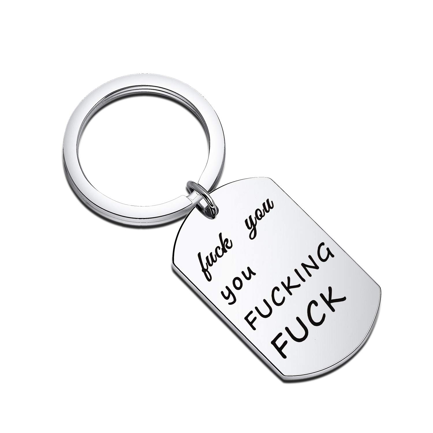 CENWA Shameless Jewelry Fuck You You Fucking Fuck Keyhchain Humor Fuck Saying Gift FUUFF Funny Bad Language Gifts (FUUFF dog tag k)