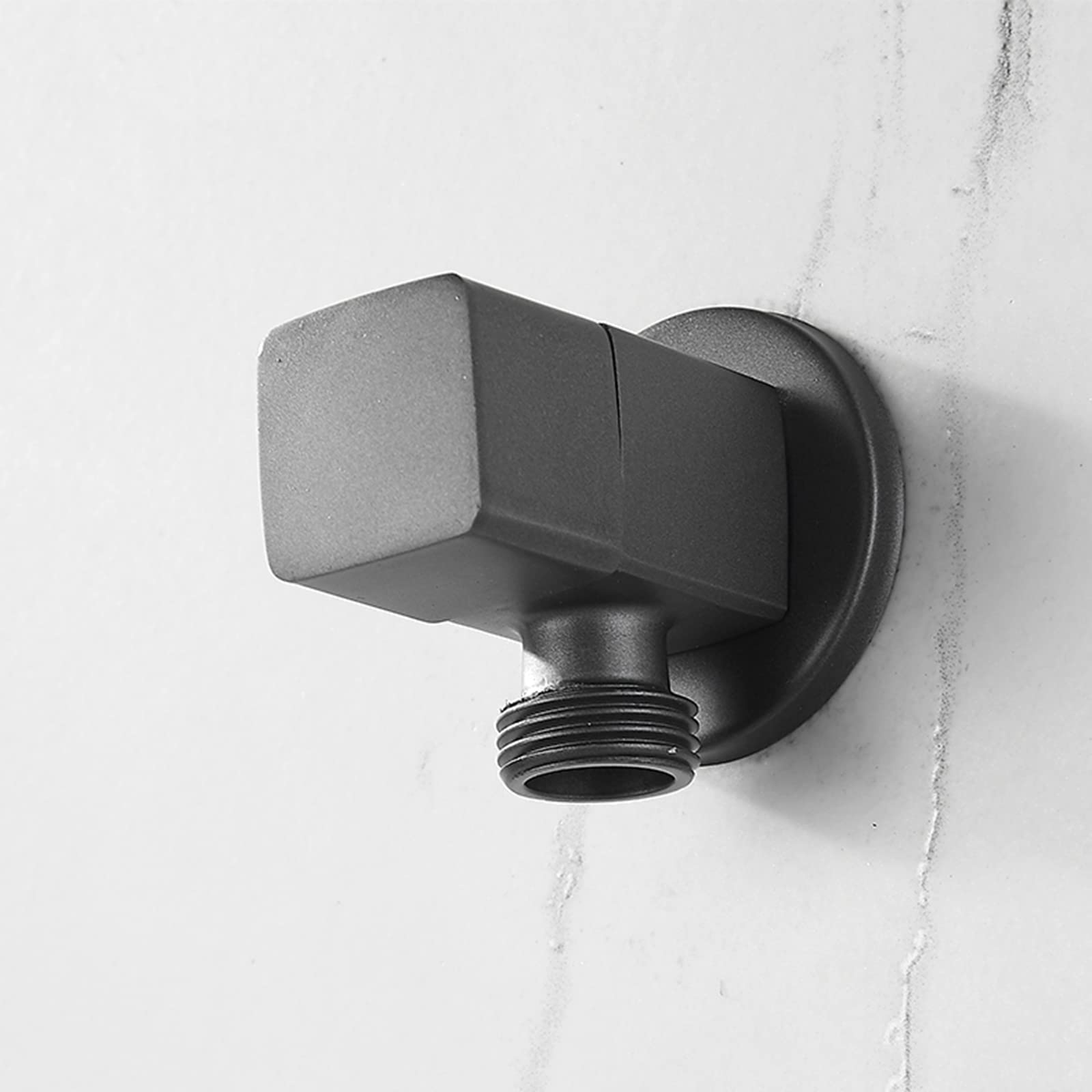 Ventil schwarz Wasserventil 1/2 Zoll Ventil Messing schwarz Wandmontage quadratisch Badezimmer Küchenanschlussventil 1/2 Absperrventil Wasserleitung, schwarz(Gris)